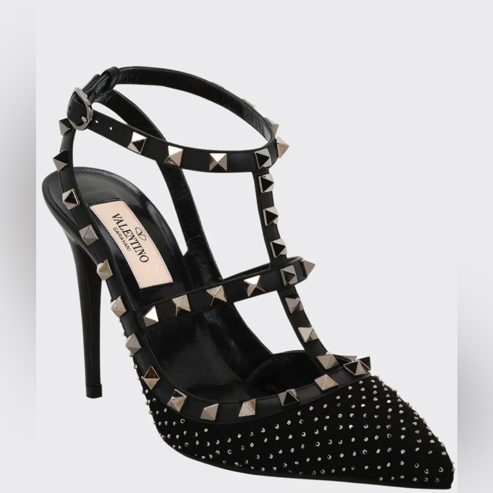 VALENTINO Rockstud T Strap Quilted Stud Pump (Size 40.5)